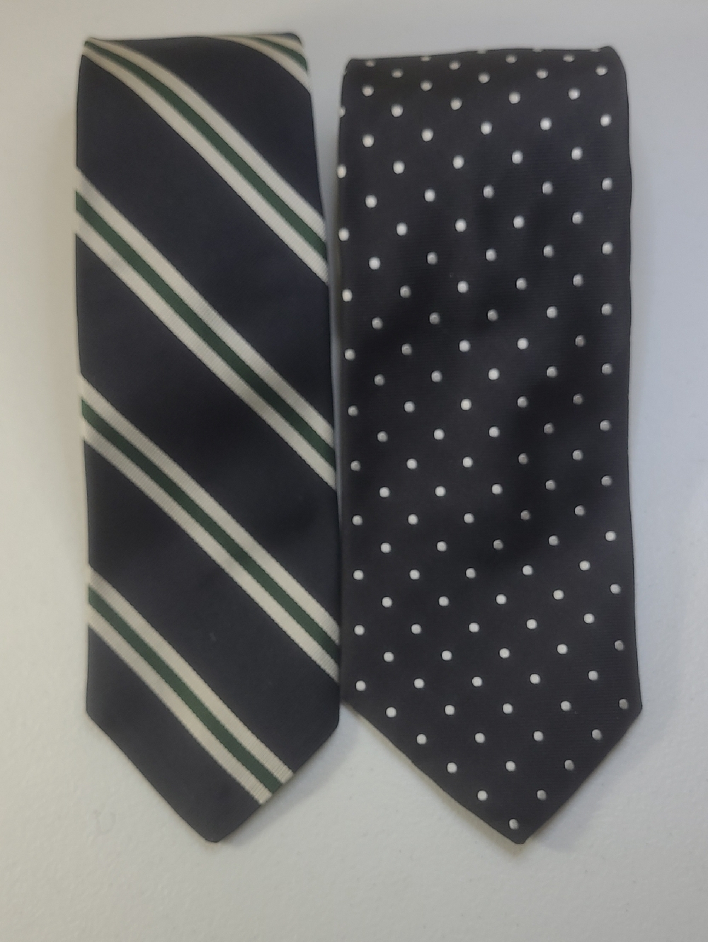 TWO Brooks Brothers Black Stripe and Polka Dot Ties Sold As Pair